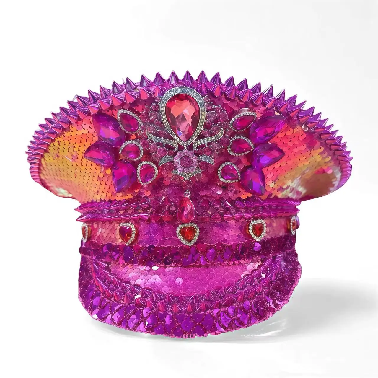 

HongLuan Красная шляпа капитана в стиле стимпанк со стразами для женского фестиваля Burning Man - аксессуары для рейв-фестистов и вечерние шапки для мужчин