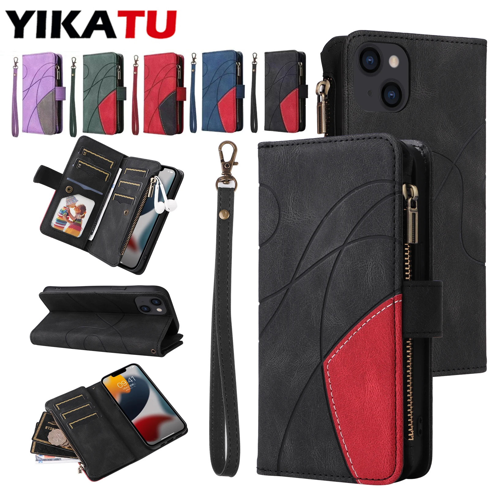 

Skin Friendly Wallet Case For iPhone 14 15 16 Pro Max 6 7 8 Plus SE2 SE3 11 Pro 12 13 mini XR X XS Max Flip Coque Phone Cover