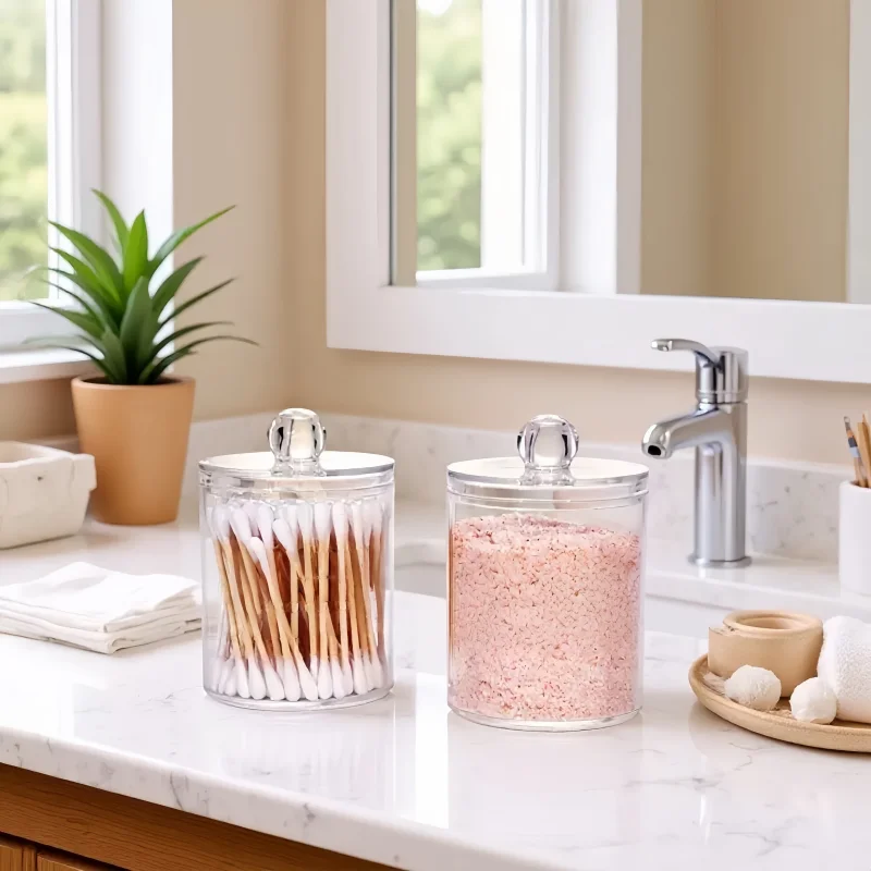 

1/7/8/10/12pcs Multifunctional transparent plastic cotton swab storage box with lid and dustproof, cotton swabs
