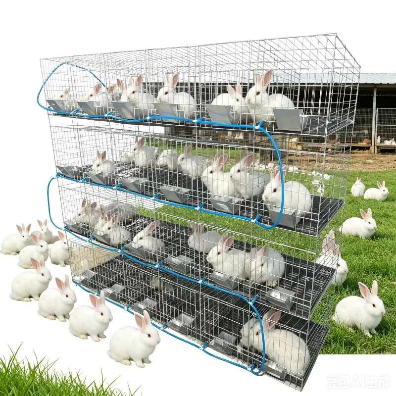 Large Capacity 24 Cells Rabbit Breeding Cage Extra Wide Space Complete Fittings for All Age Rabbits  HJ-RC24