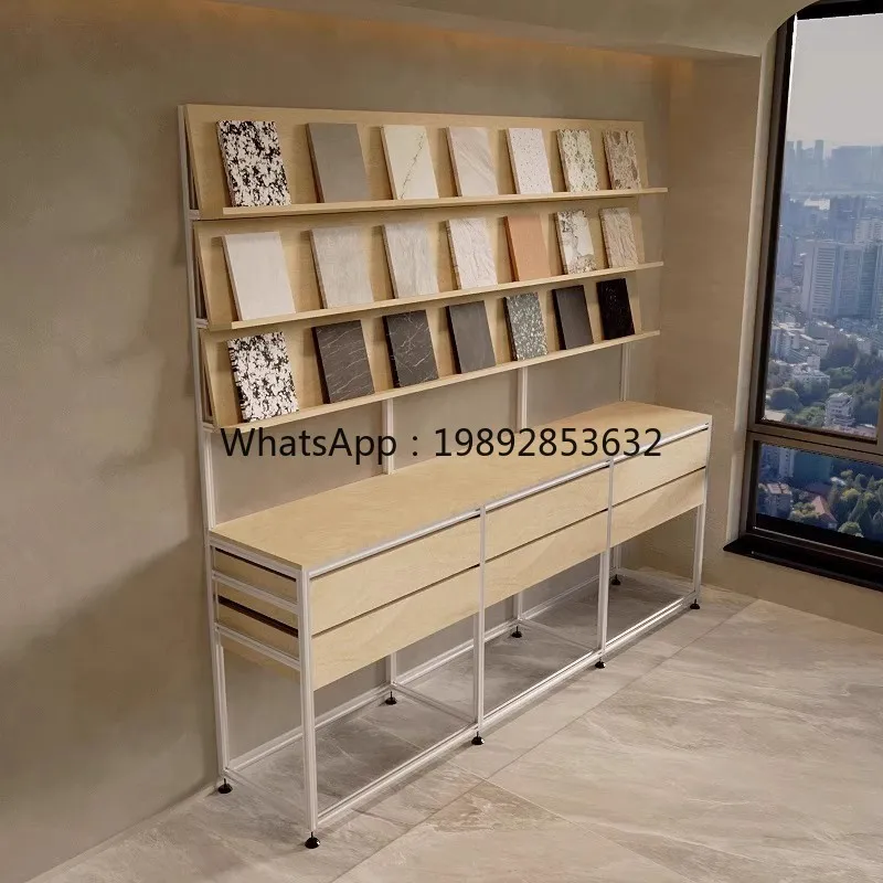 YFY Aluminum Profile Marine Board Birch Wood File Drawer Display Sample Showcase Display Cabinet Storage