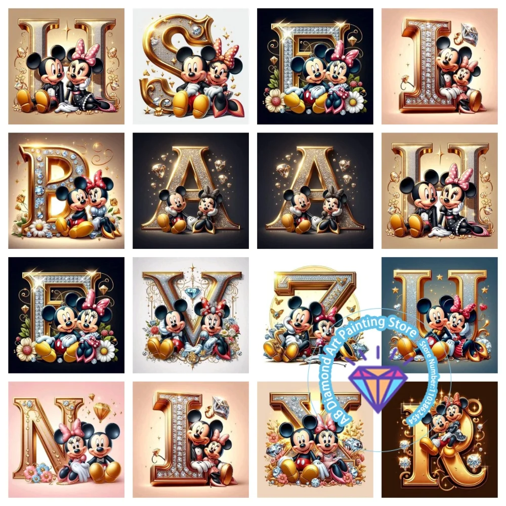 

Mickey Mouse Diamond Letter AB Diamond Painting Kit Square Round Diamond 5D DIY Mosaic Handmade Art Adult Unique Gift Home Decor