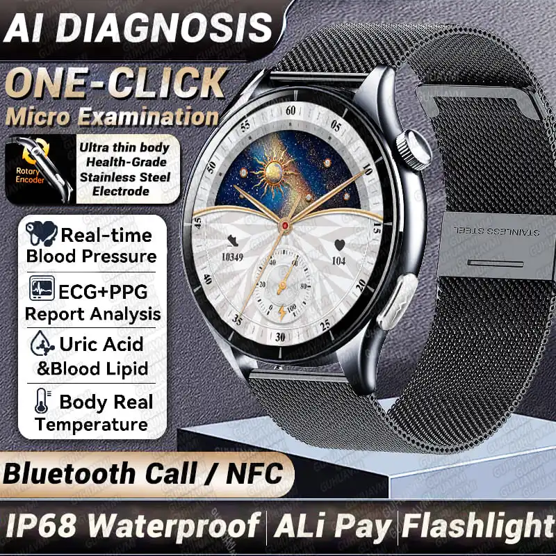 

2025 для XiaoMi, оригинальные умные часы премиум-класса с ЭКГ + PPG, мужские часы Lipid, мочевая кислота, аль-диагностический детектор, часы для измерения температуры тела для IOS