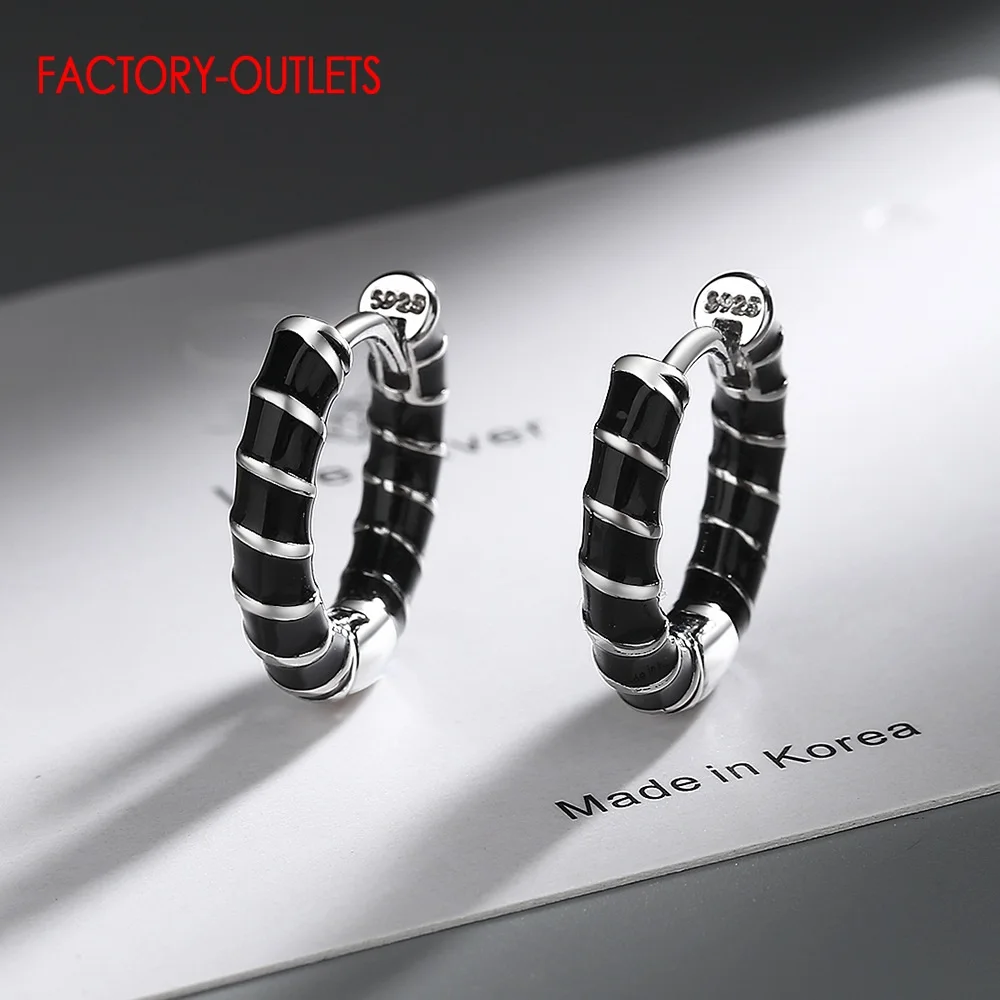 High Quality New Arrival Genuine 925 Sterling Silver Color Hoop Earring Fine Jewelry For Women Girls 3 Colors Option Wholesale image 3