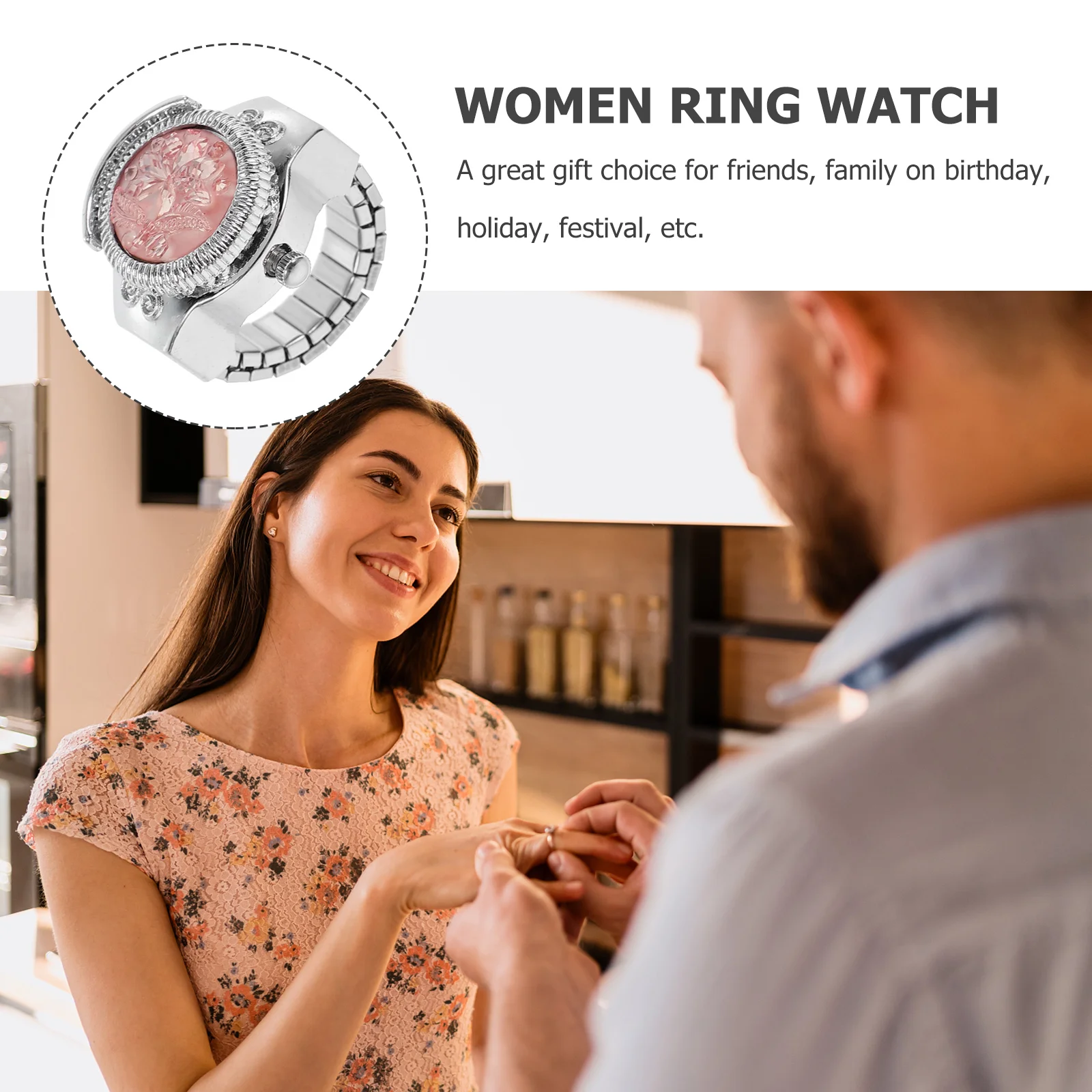 Ring Watch Chic Smart Digital Finger for Women Unique Men's Wrist Watches Jewelry Girls Casual Fashion Mini Rose