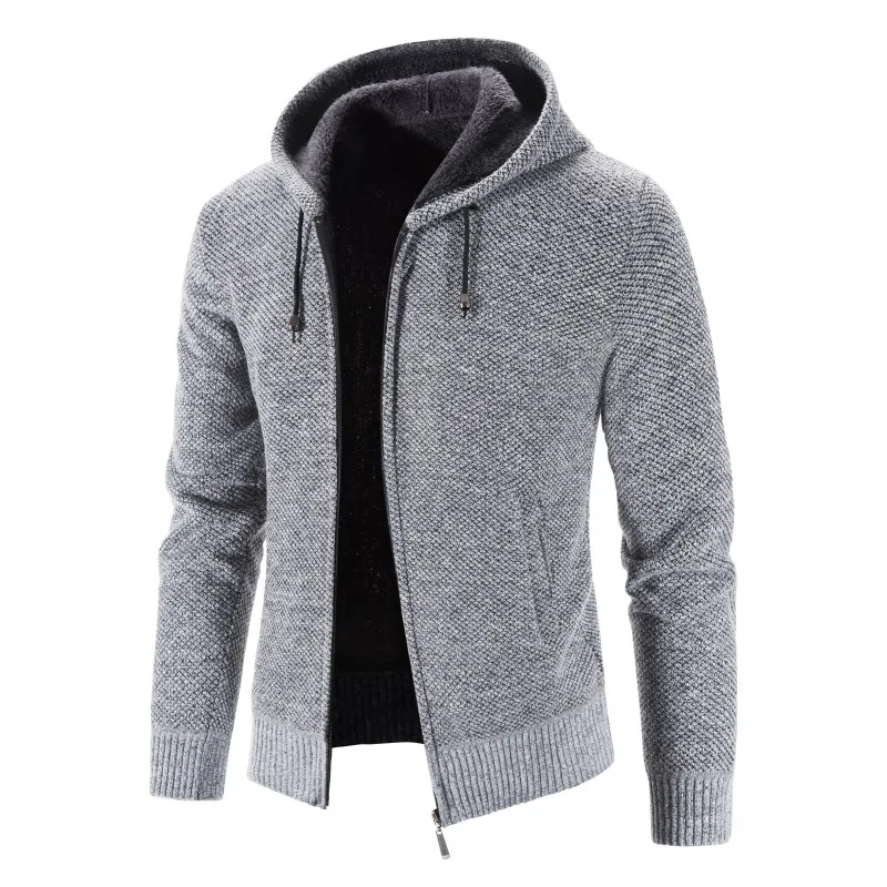 Men Hooded Jackets Cardigan Sweatshirts Hooded Sweatercoats Winter Thicker Warm Sweaters Casual Cardigans Hoodies Slim Fit Coats