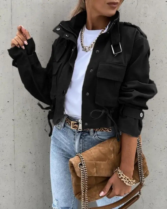 

Весенне-осенняя новинка 2026: Куртка для велоспорта с абстрактным принтом, длинными рукавами, молнией, воротником-стойкой, карманами на пуговицах, повседневная