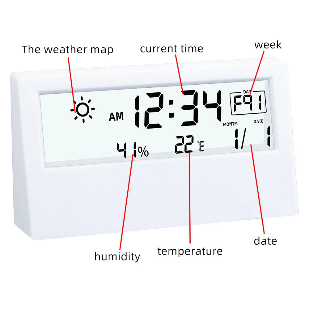 Multifunction LED Electronic Temperature Humidity Meter With Alarm ClockThermometer Thermo-Hygrometer Weather Station for Home