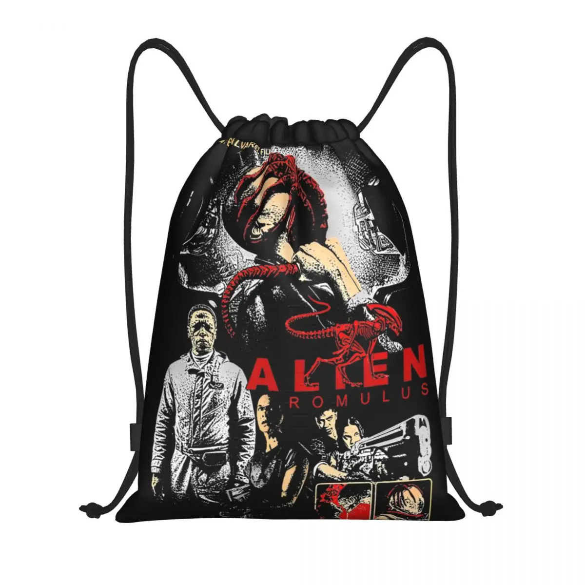 Alien Romulus Movie 2024 Horror Drawstring Backpack Sports Gym Bag String Sackpack for Exercise