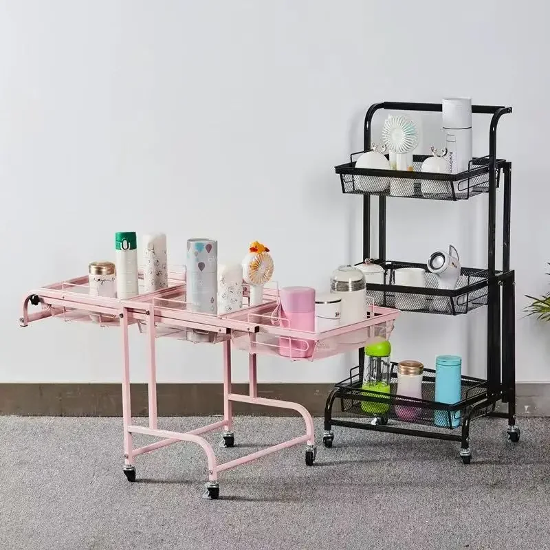 DSA foldable mobile trolley rack floor-to-ceiling stainless steel large-capacity toilet bathroom multi-layer storage rack