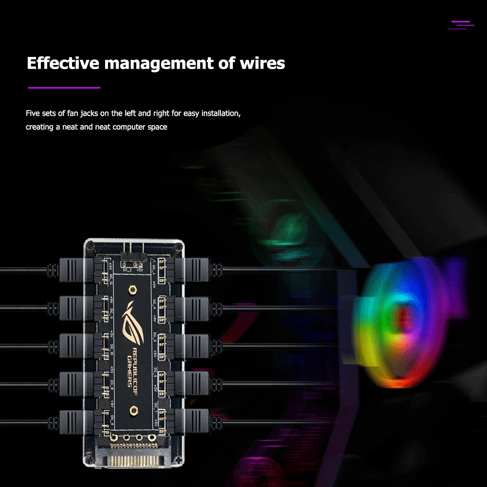 10 ARGB Fan HUB SATA Power 5V 3PIN تمديد الفاصل لسطح المكتب والكمبيوتر الشخصي