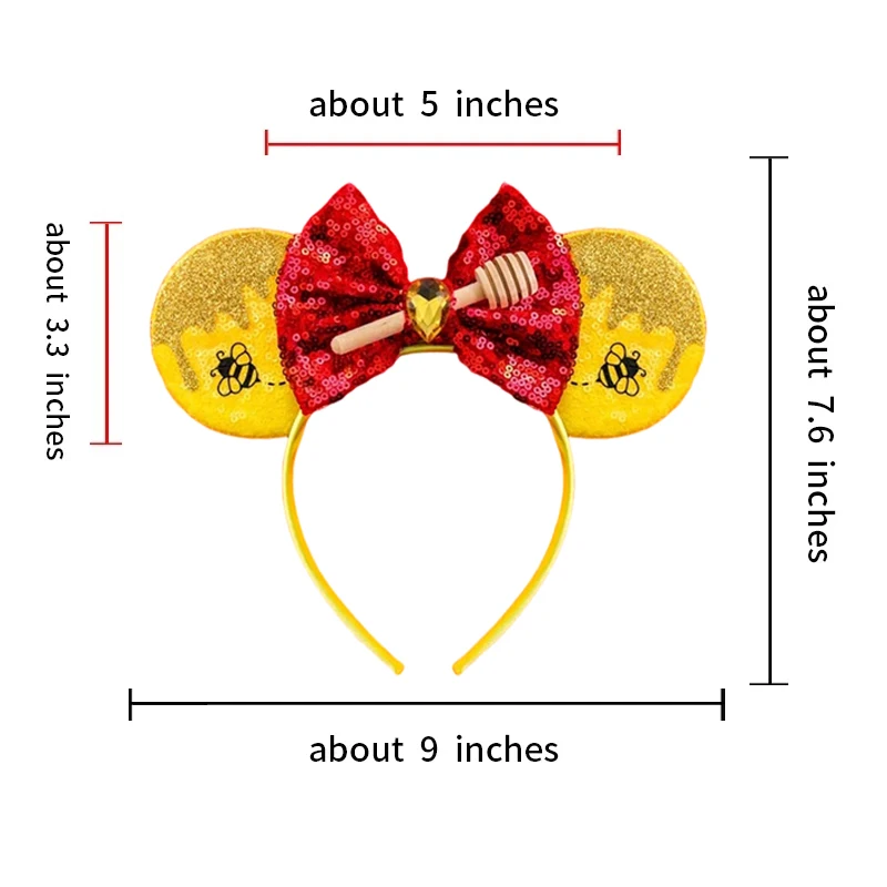 Fashion Mickey Minnie Ears Headband Star Moon Mouse Party Leopard Hairband Kids Sequin Bow Female Hair Accessories