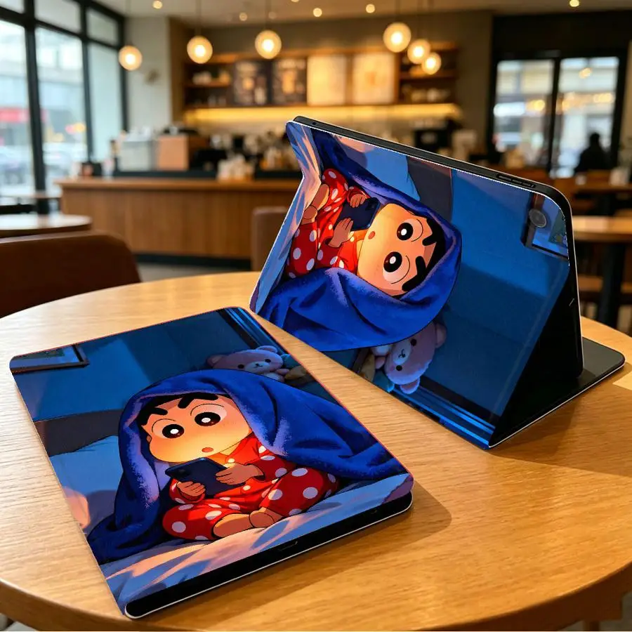 Case for Samsung Galaxy Tab S9 FE S7 S8+ S10 Plus S9+ S10 Lite S10FE S11 A7 Lite A8 A11 A9Plus with Pencil Slot Funny Shin-Chans - view 2