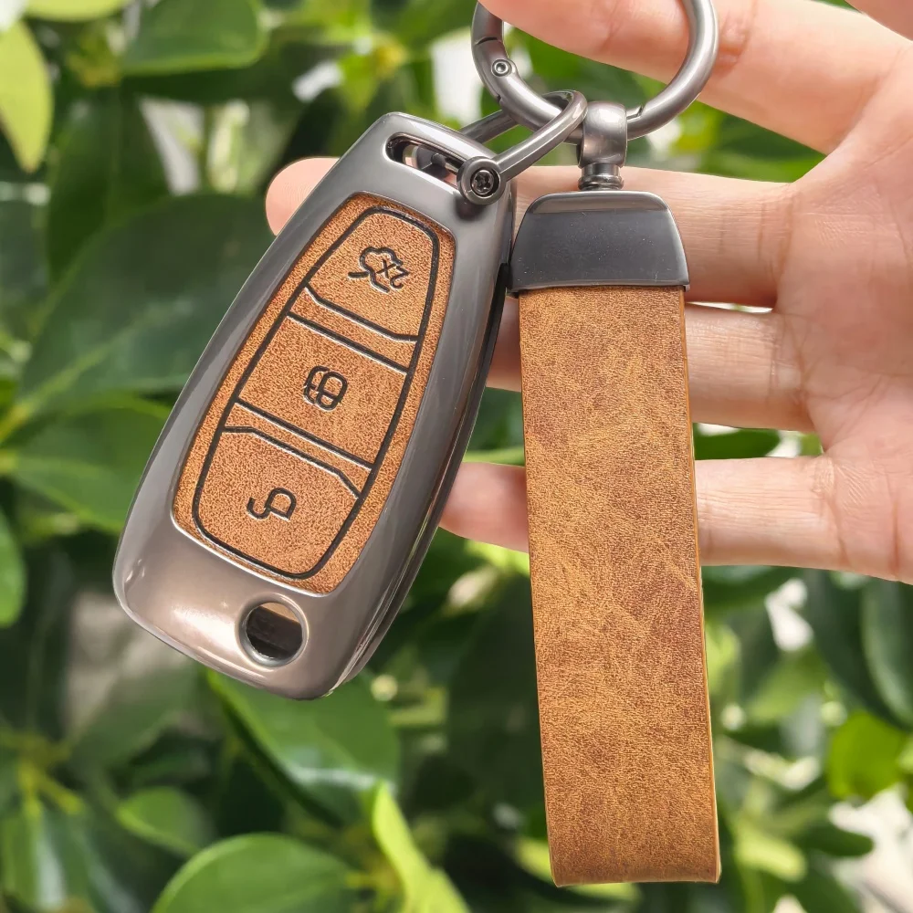 Fashion Alloy Car Flip Key Case Cover Shell Holder Fob For Ford Ranger C-Max S-Max Focus Galaxy Mondeo Transit Tourneo Custom