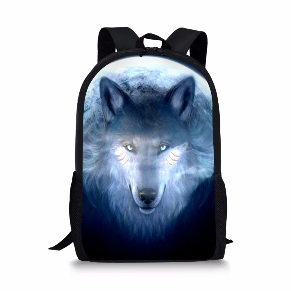 

Cool Wolf Head Prints Pattern School Bags Fantasy Animal Painting Kids Bookbag for Teenagers Boys Girls Large-capacity Backpack