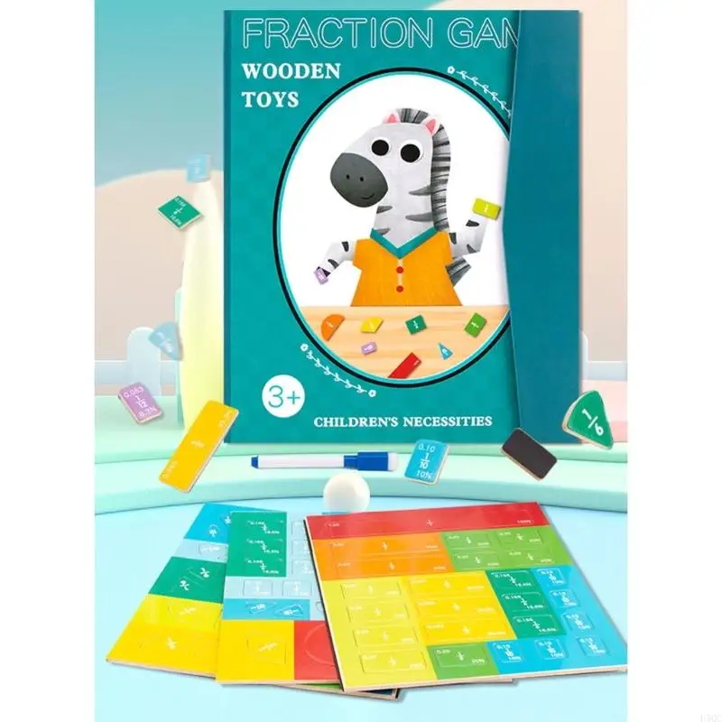 Fraction Tiles & Fraction Circles Learning Puzzle Game Set for Preschool Math Manipulatives Educational Tool D5QC