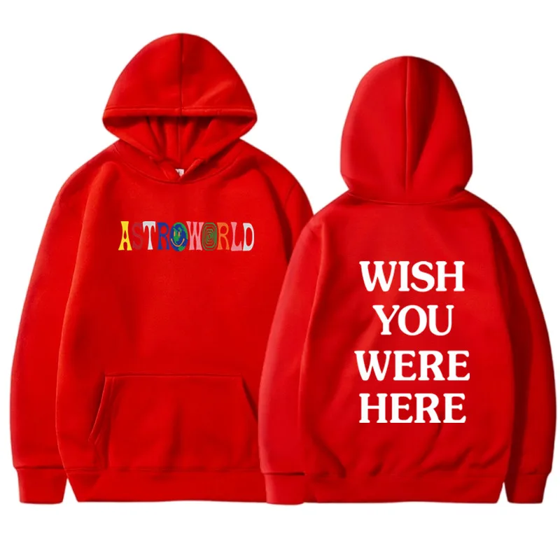 Astroworld Jack Cactu WISH YOU WERE HERE Rainbow Letter Men Women Pullover Hoodies Fashion Hip Hop Casual Streetwear Sweatshirt