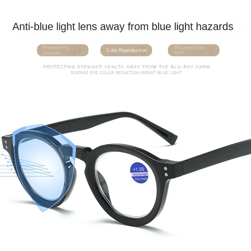 Oval retro reading glasses, anti-blue light reading glasses for women and prescription glasses for men