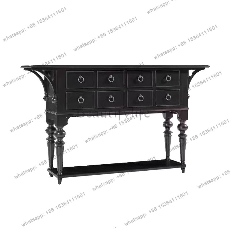 

American solid wood small apartment French medieval light luxury multi-drawer porch cabinet storage