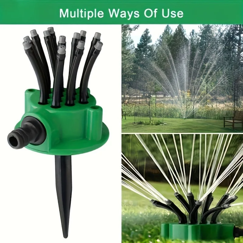 Home Gardening360Automatic sprinkler with multiple nozzles for watering flowers, garden irrigation tool, rotating sprinkling dev