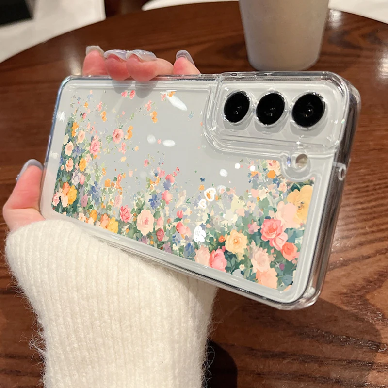 Small Flower Case For Samsung Galaxy S24 S23 S22 Ultra S21 S20 FE A52 A53 A14 A34 A15 A25 A35 A55 A54 5G Clear Silicone Cover