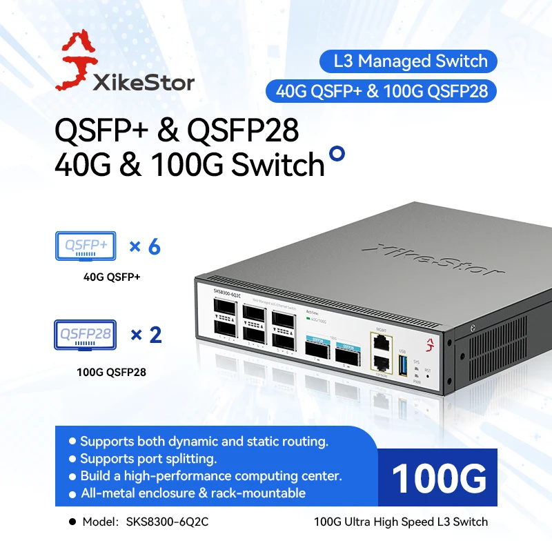 

Layer 3 switches, 6 40G+2 100G fiber optic switches, enterprise-class core aggregation layer switches