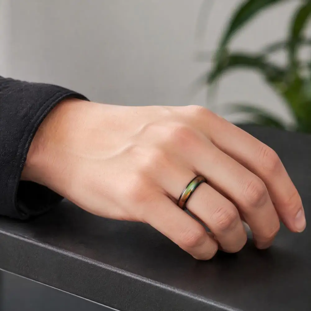 Lightweight Finger Band Temperature Color Changing Mood Ring Stainless Steel Finger Band Jewelry Temperature Unisex for Men