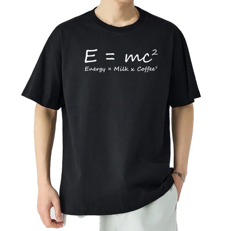 Funny Math Graphic T Shirts Mens Sport Tops Coffee Physic Energy Milk Coffee Equation Prints Men's T-shirt Oversize Streetswear