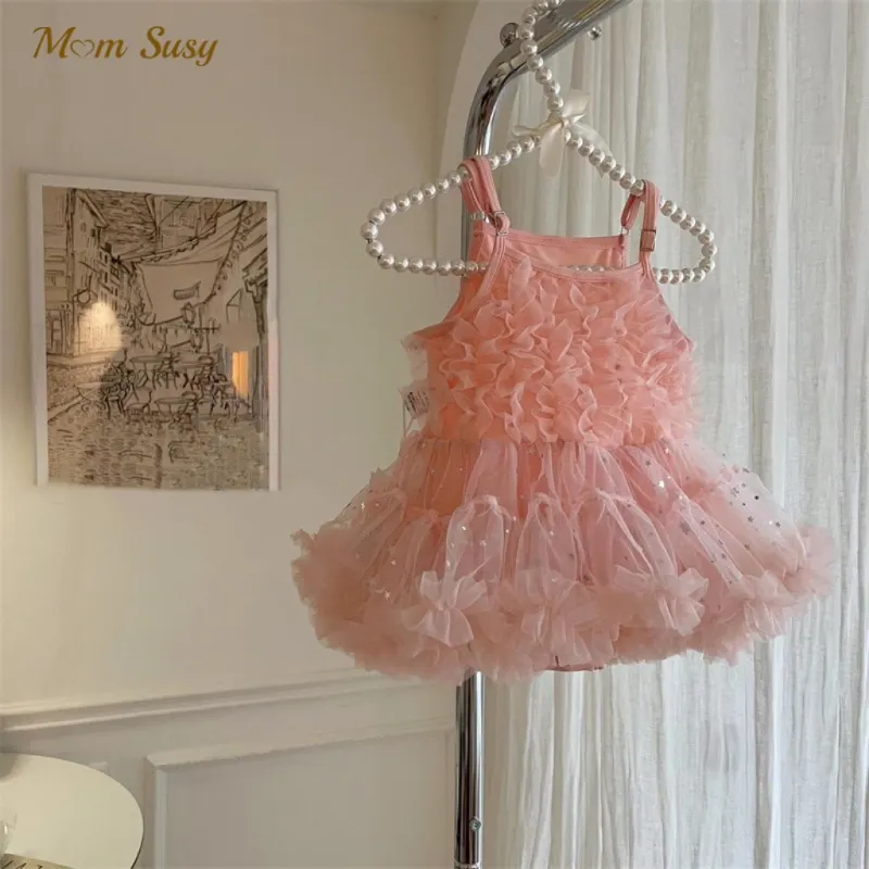 Baby Girl Suspender Swim Tutu Dress Child Princess Strap Swimwear Bathing Dress Kid Beach Holiday Swimming Clothing 1-10Y