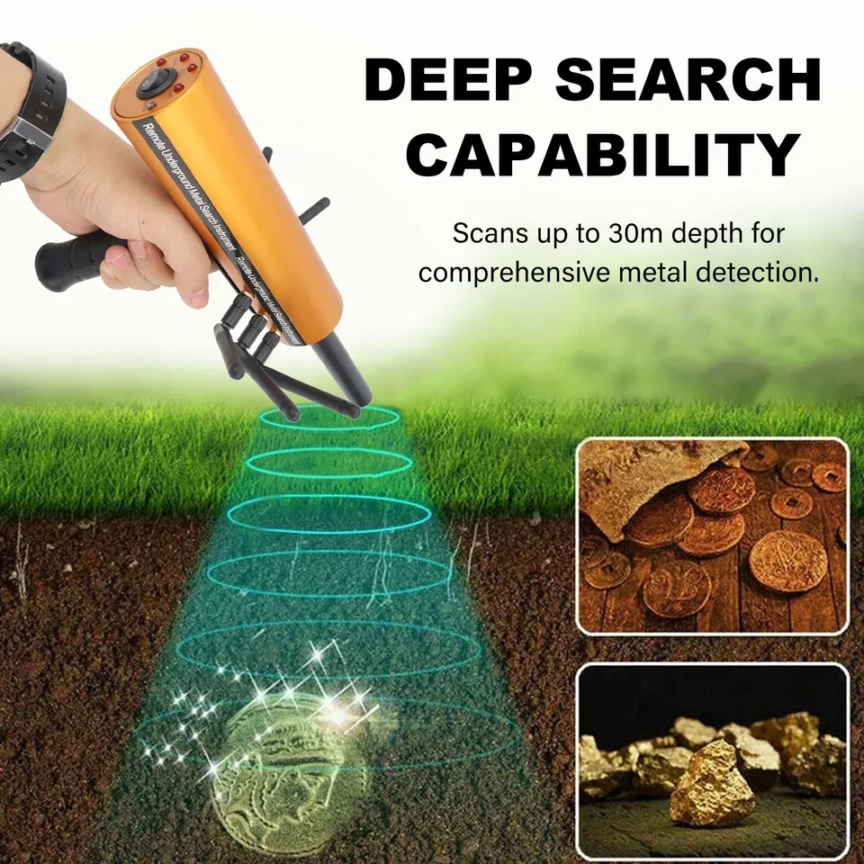 AKS Waterproof Metal Detector 30m Depth 1200m Range Metal Pinpointer 6 Antenna Accurate Gold Detection Plastic Components Made
