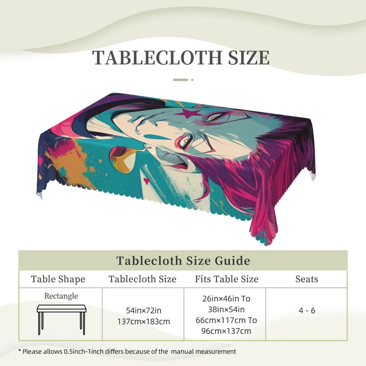 Anime Hisoka Hunter X Hunter Magical Joker Tablecloth Restaurant Kitchen Rectangular Tablecloth Party Outdoor Dining Table Cover