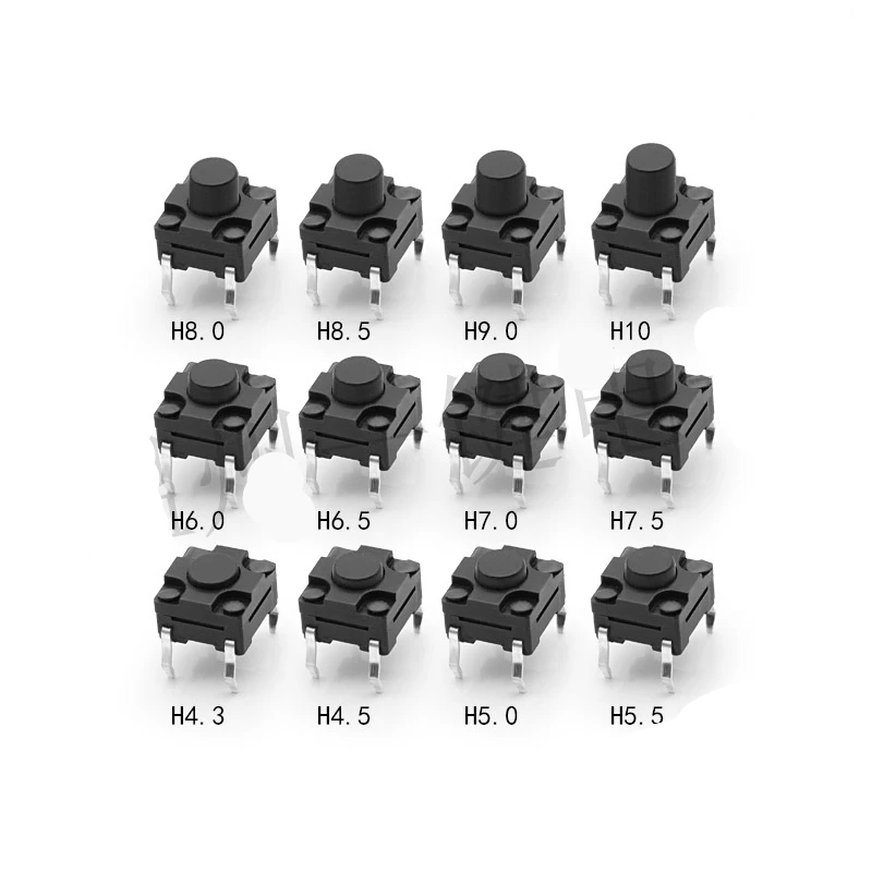 500PCS 6*6*4.3/5/6/6.5/7/8/9/10MM Waterproof Switch Dustproof Dip 4 Foot