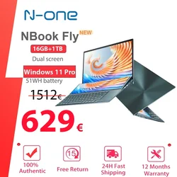 Neuer n-one nbook fly laptop 16gb 1t intel®Kern™I7-10850H Windows 11 Pro Doppel bildschirm 16 ''+ 14'' Touchpad Büro Studie Computer