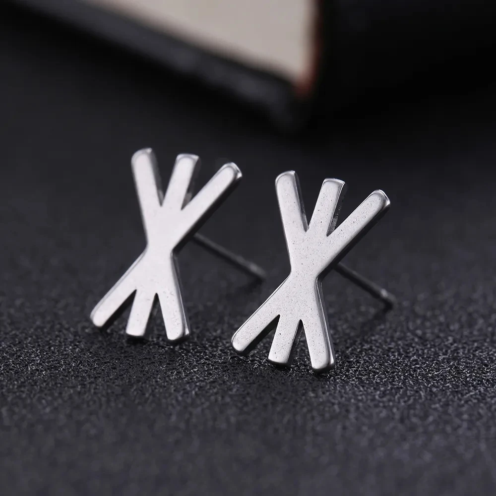 LIKGREAT Nordic Runes Letter Stud Earrings Vintage Stanless Steel Earrings for Women Men Viking Amulet Minimalist Jewelry Gift
