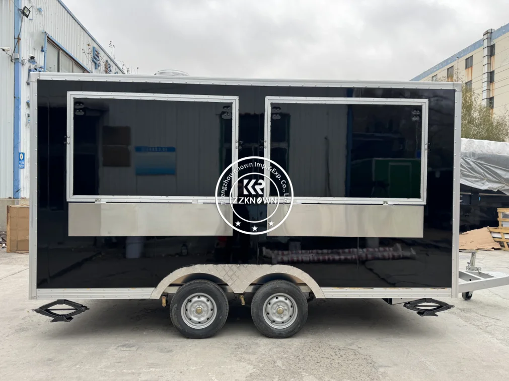 Customized Square Shape Food Trailers And Food Trucks with Commercial Kitchen Equipment