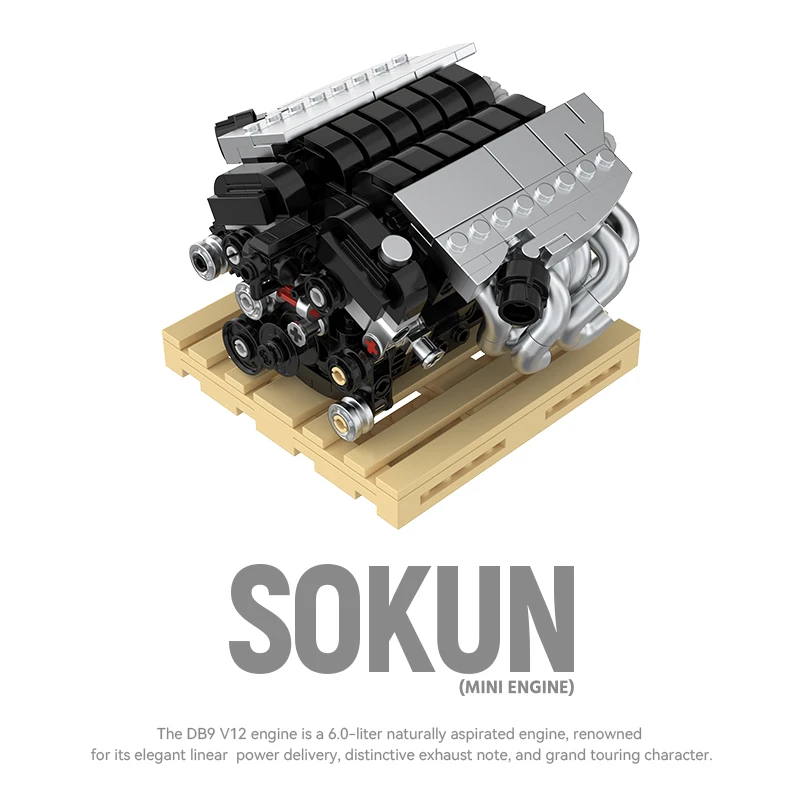 375pcs V12 Mini Engine Building Blocks MOC Supercar Internal Combustion Motor Model DIY Mechanical Assembly Bricks Toy Gift