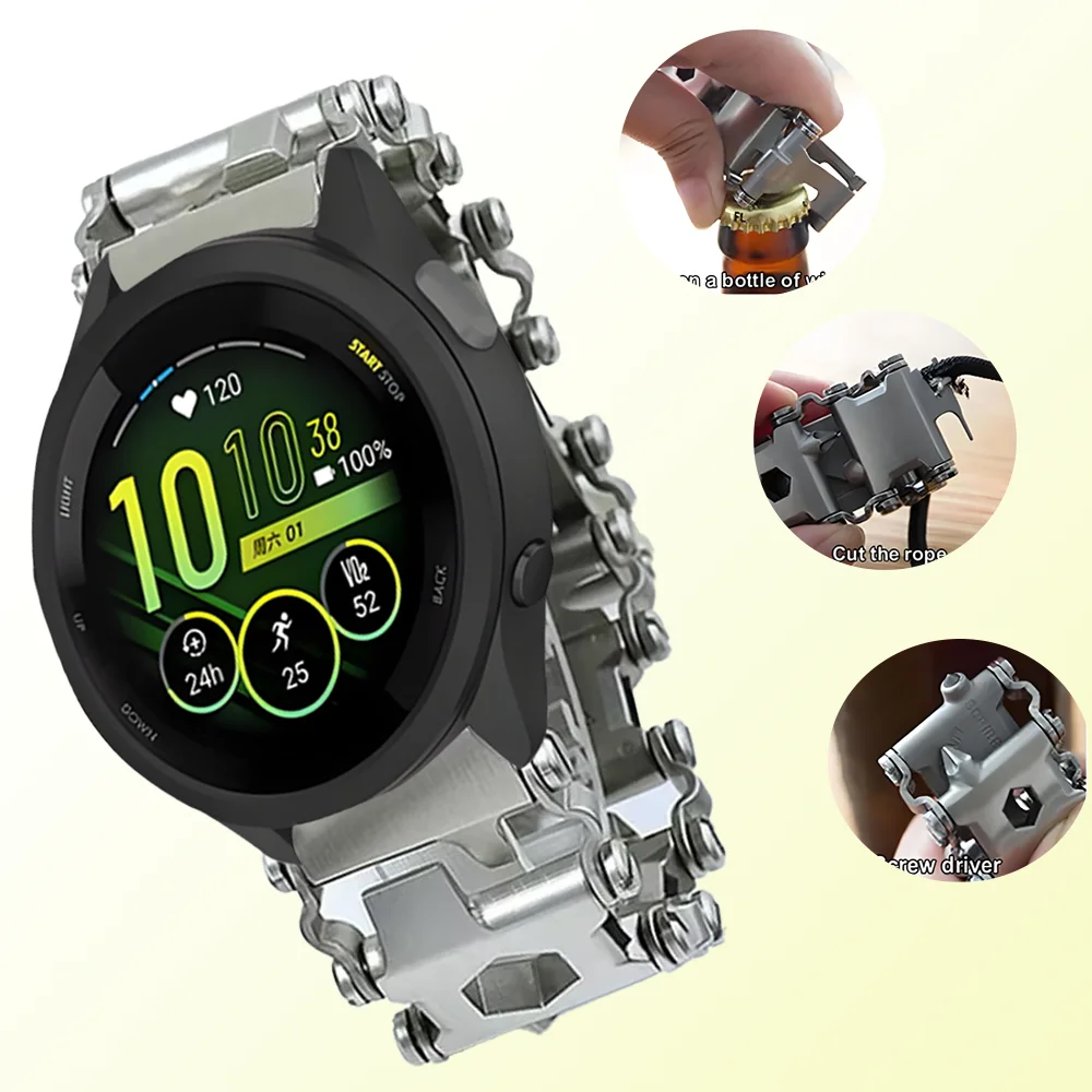22 مللي متر حزام معدني متعدد الوظائف ل Garmin Forerunner 970 965 265 570 47 مللي متر Venu 3 سوار خارجي ساعة هواوي 5 GT5 46 مللي متر الفرقة