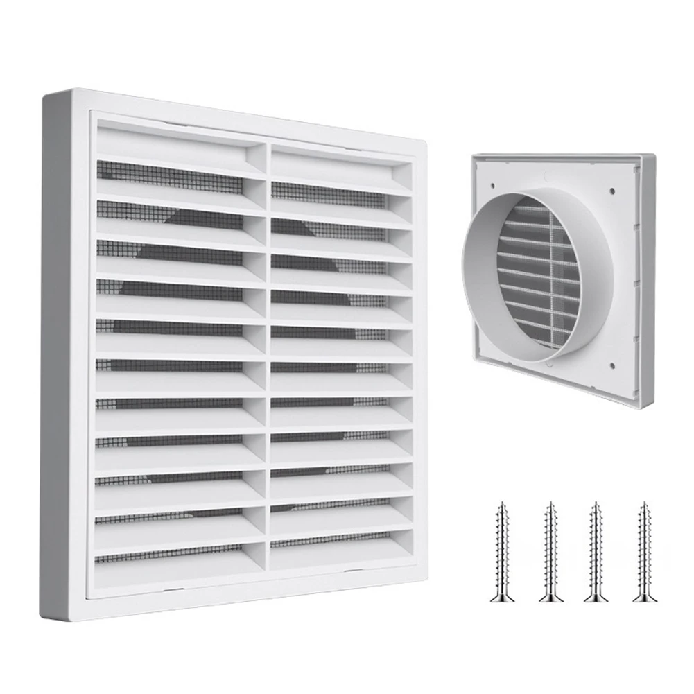 

White Plastic Louvered Wall Ventilation Grille With Removable Fly Screen For Bathroom Kitchen Garage Exhaust Fan Cover 140mm