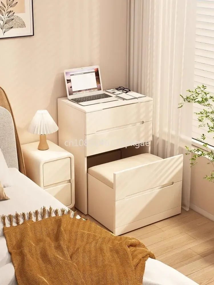 Cream Dressing Table Bedside Table One Modern Simple Dressing Table Bedroom Storage Bucket Cabinet Furniture Dressers