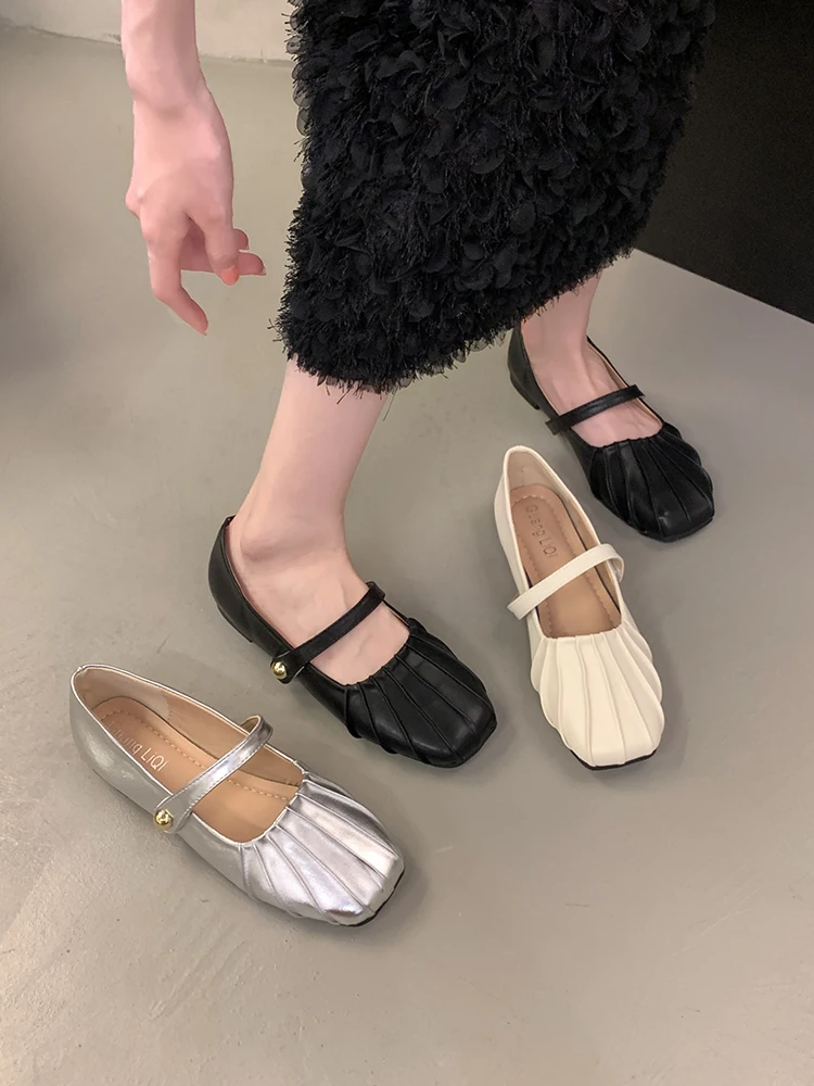 Casual Woman Shoe Round Toe Female Footwear Oxfords Shallow Mouth New Comfortable Dress Leather Grandma Summer Slip-On Lace-Up R