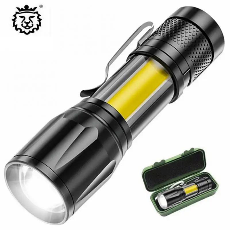 Portable Rechargeable Zoom LED Flashlight Penlight COB+XP Mini FlashLight Work Light 3 Lighting Modes Outdoor Camping Lamp