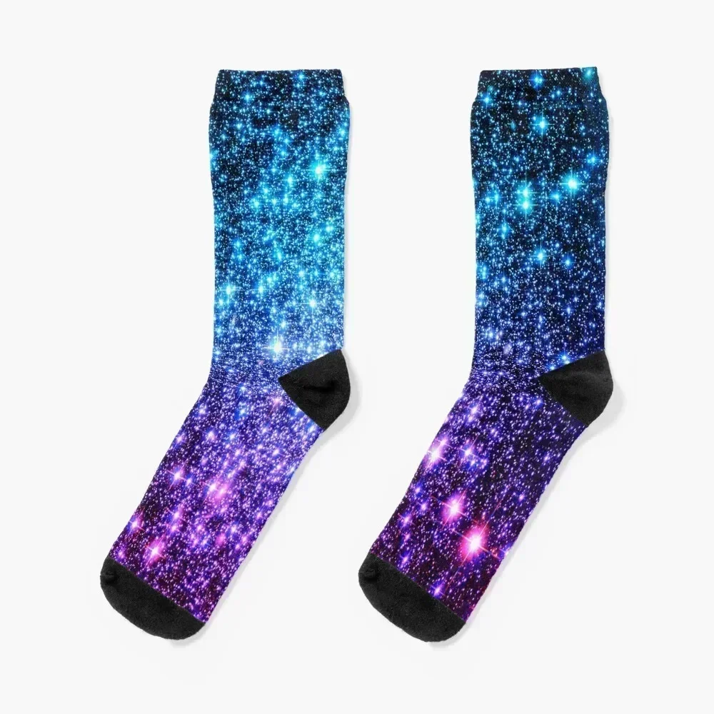 

Galaxy Sparkle Stars Turquoise Blue Purple Hot Pink Socks short gift Crossfit Men Socks Luxury Brand Women's