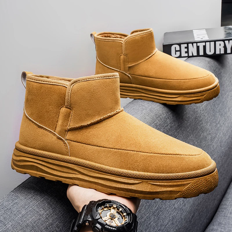 Winter New Men's Snow Boots, Fleece Lined Thickened Anti-slip Warm Bread Shoes, Cold-proof Outdoor Cotton Shoes