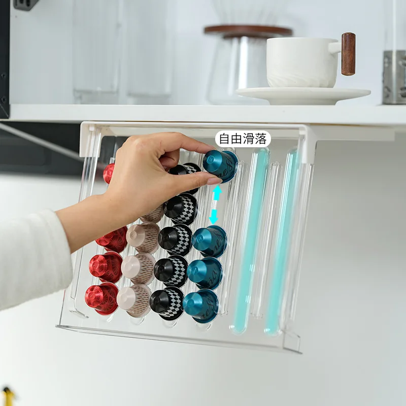 

Coffee Capsule Holder Nespresso Capsule Coffee Tea Bag Drawer Organizing No Punching Required Space Saving Storage Rack