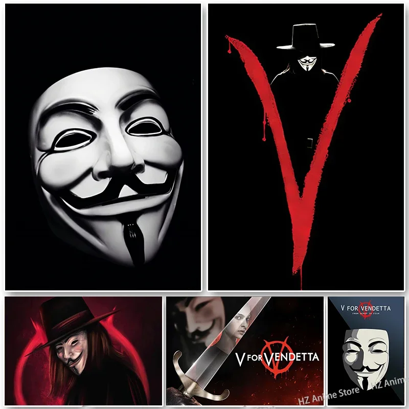 Classic V for Vendetta Hacker Mask Movie Poster Print Wall Art Canvas Painting  Home Room Decor