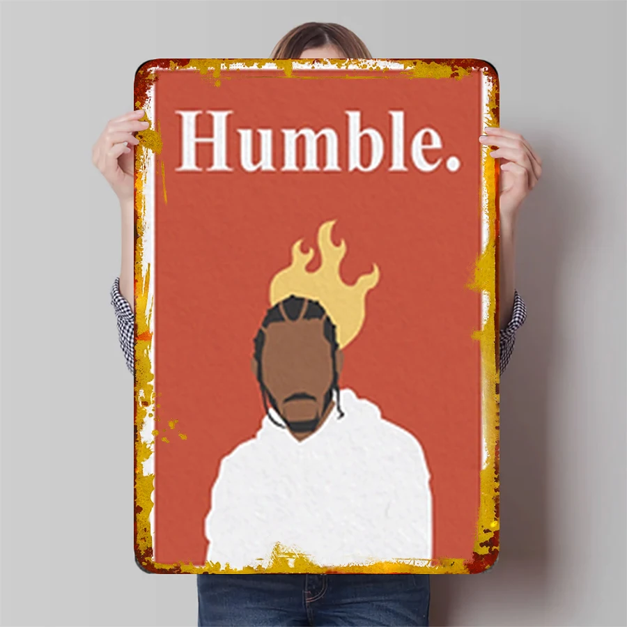 Hip Hop Music Art Print Kendrick Lamar Humble Album Cover Decorative Iron Plate Wall Hanging for Room Decoration