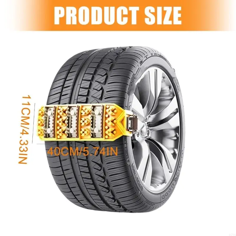 Studded Tire Chain with Buckle-Secured Closure and Installation Without Vehicle Lifting for Snowy or Muddy Conditions D7YA