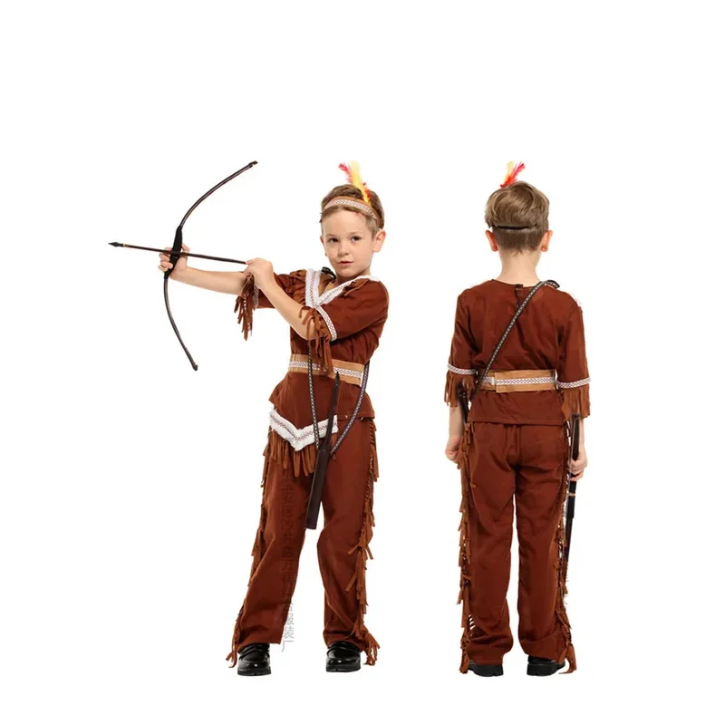 Kids Archer Cosplay Costume Boys Indian Hunter Costume Prince Cosplay for Boys Halloween Purim Carnival Party Outfits