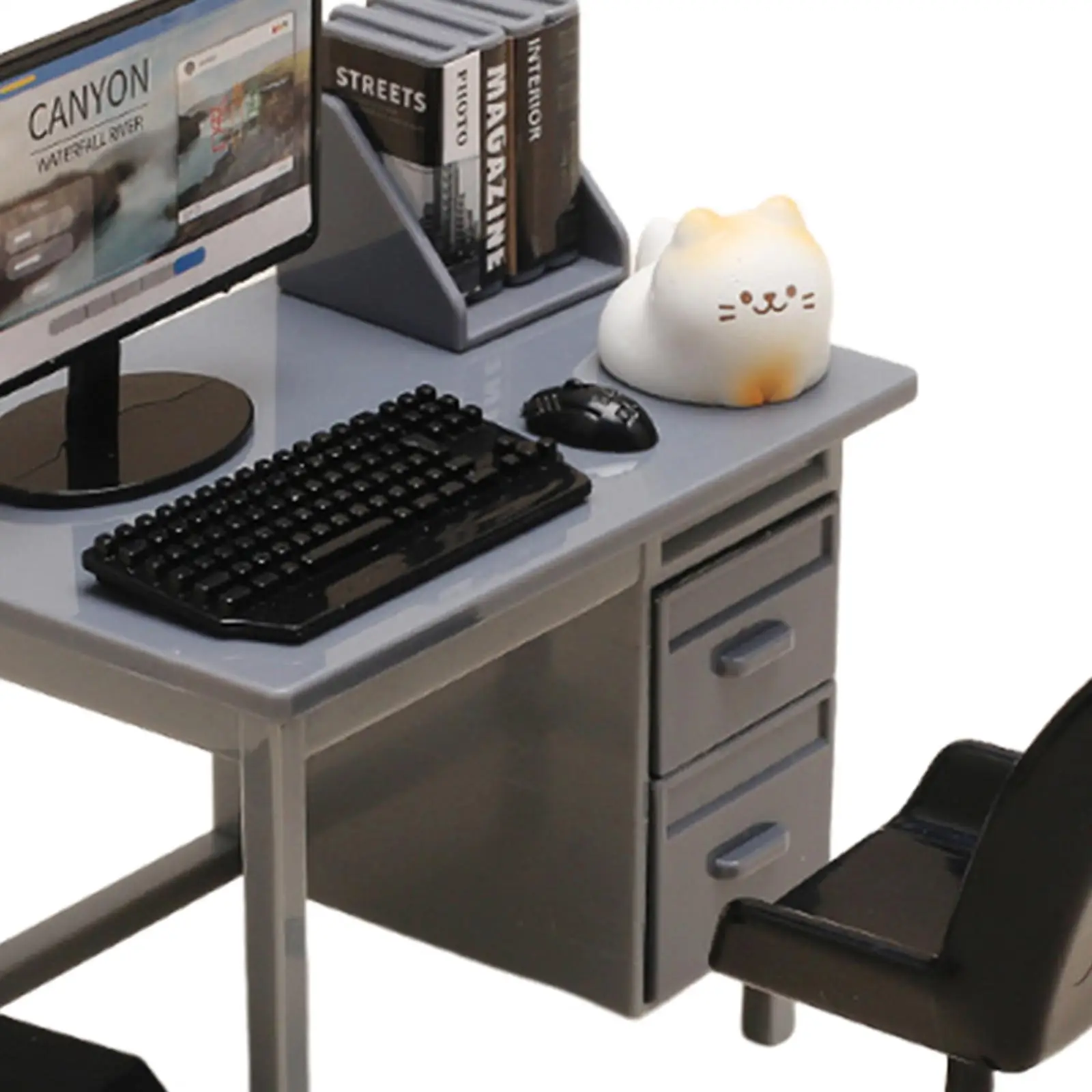 مجموعة كمبيوتر مصغرة مشهد الدعائم لوحة المفاتيح كمبيوتر مكتبي محاكاة الملحقات ديكور ديكورات منزل الدمية الحديثة