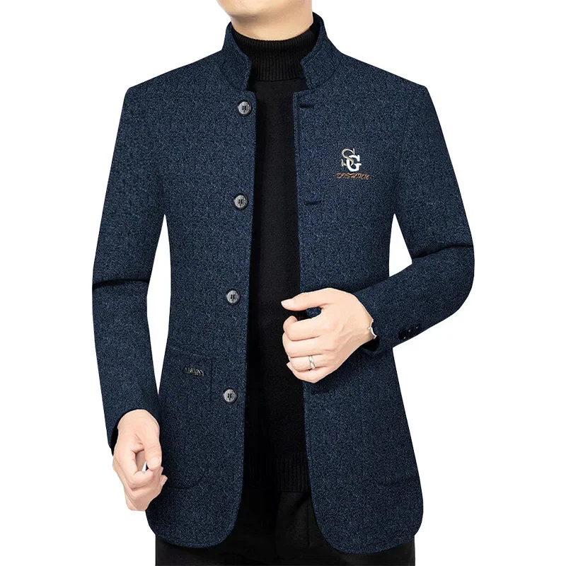 New Spring Autumn Man Suits Coats Men Stand Collar Business Casual Blazers Jackets High Quality Men Blazers Coats Jackets 4XL